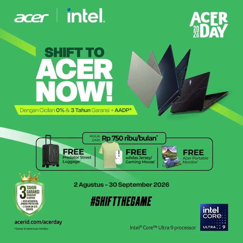 Promo Acer Day 2026: Gratis Monitor, Cashback hingga Voucher Belanja!