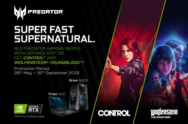 Beli Predator Series NVIDIA Ge-Force RTX 20, Gratis  Wolfenstein®:YoungBlood™ dan Control™!