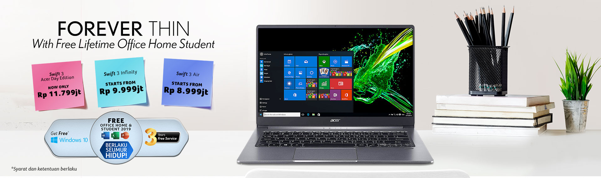 Acer Swift 3: Laptop Tipis Lengkap dengan Office Home Student