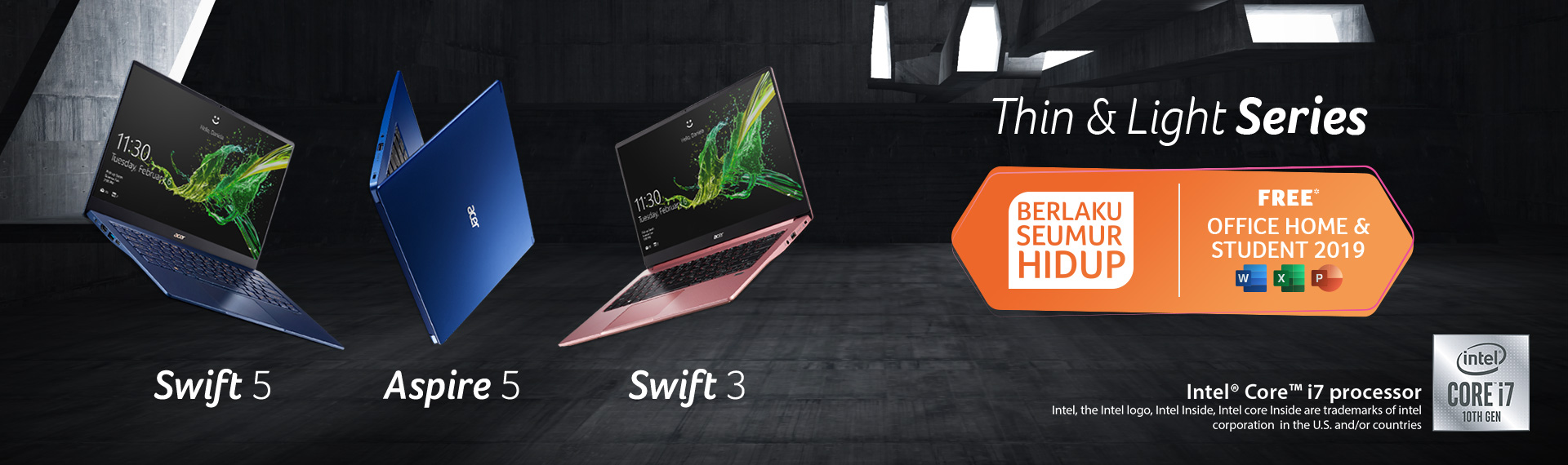 Swift 3, Swift 5, dan Aspire 5, Laptop Tipis Bertenaga Intel 10th Gen