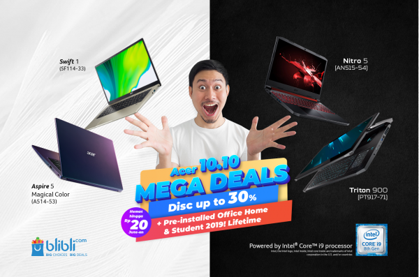 Harbolnas Acer 10.10 Mega Deals, Promo Laptop, Monitor, dan Proyektor Diskon 30%!