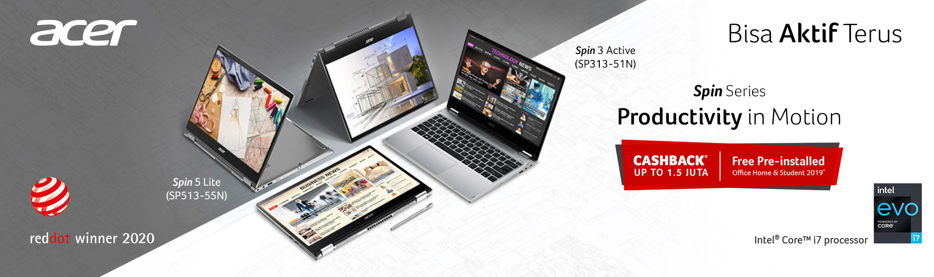 Pre-Order Sekarang: Spin Series, Laptop Convertible dari Acer dengan Intel Evo Platform!