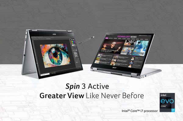 Laptop Acer Spin 3 Active (SP313-51N), Laptop Convertible dengan Didukung Performa Responsif